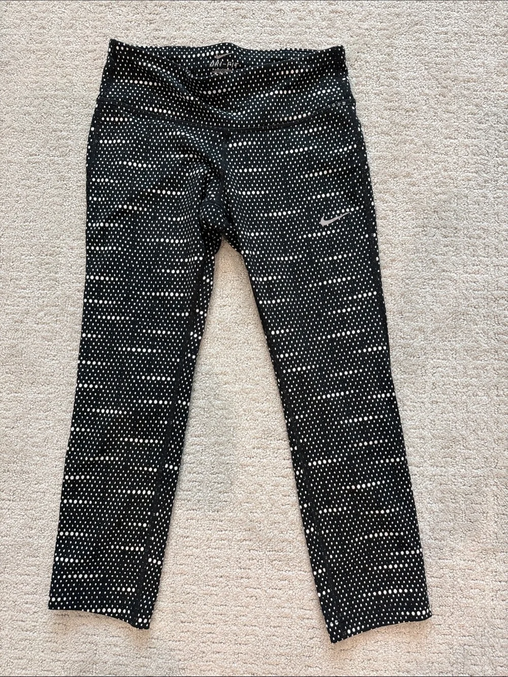 Nike Black and White Dot Print Kids Leggings